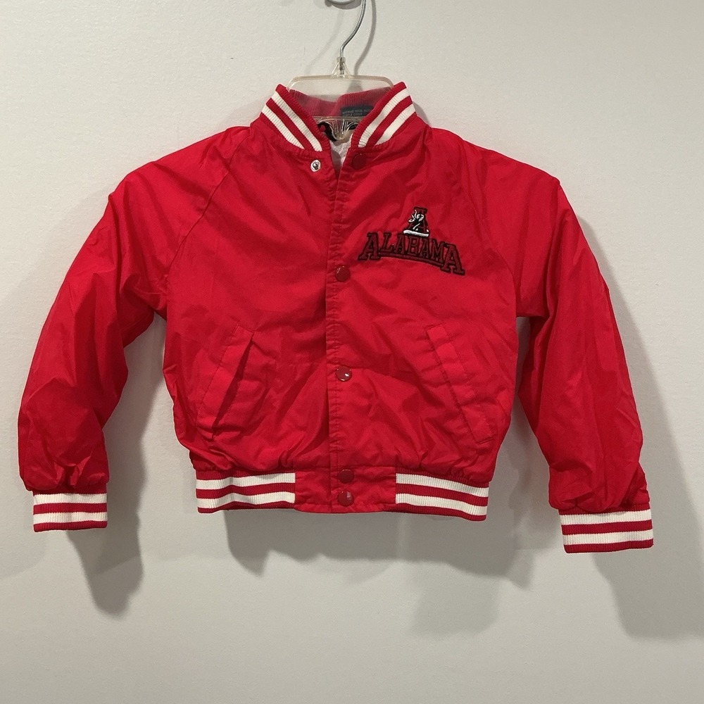 VTG 80s Alabama Crimson‎ Tide Bomber Jacket Kids Size Football Basketball NCAA